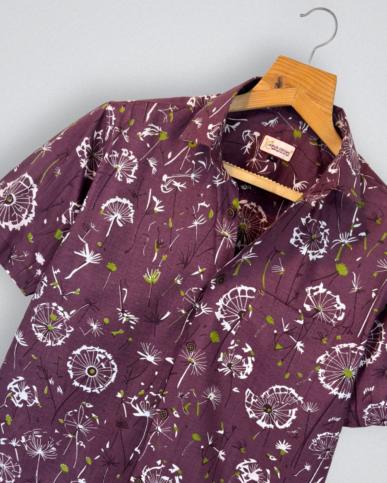 Maroon Meadow – Heritage Printed Cotton Half Sleeve - Jaipuri Crown