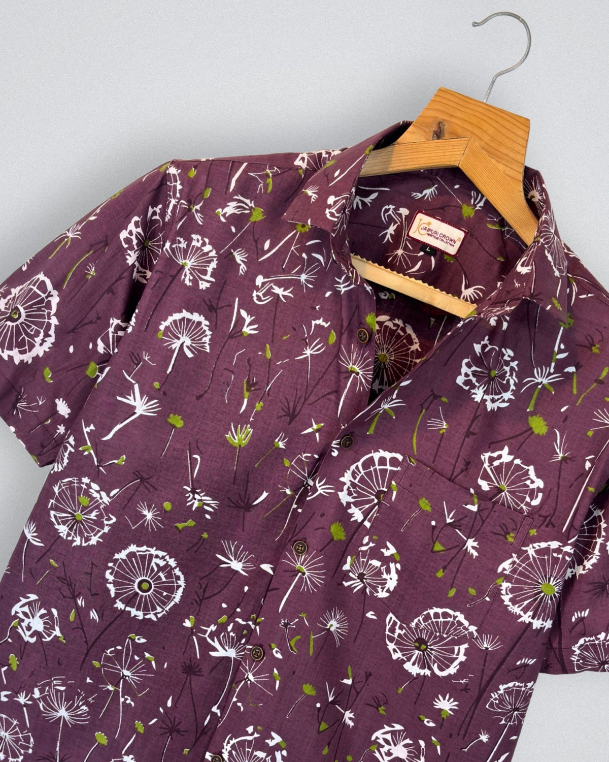 Maroon Meadow – Heritage Printed Cotton Half Sleeve - Jaipuri Crown