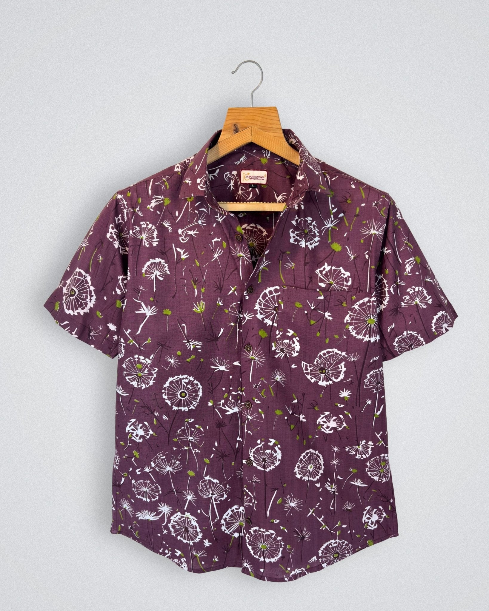 Maroon Meadow – Heritage Printed Cotton Half Sleeve - Jaipuri Crown