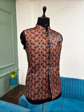 Men Brown Printed Nehru Jacket - Jaipuri Crown