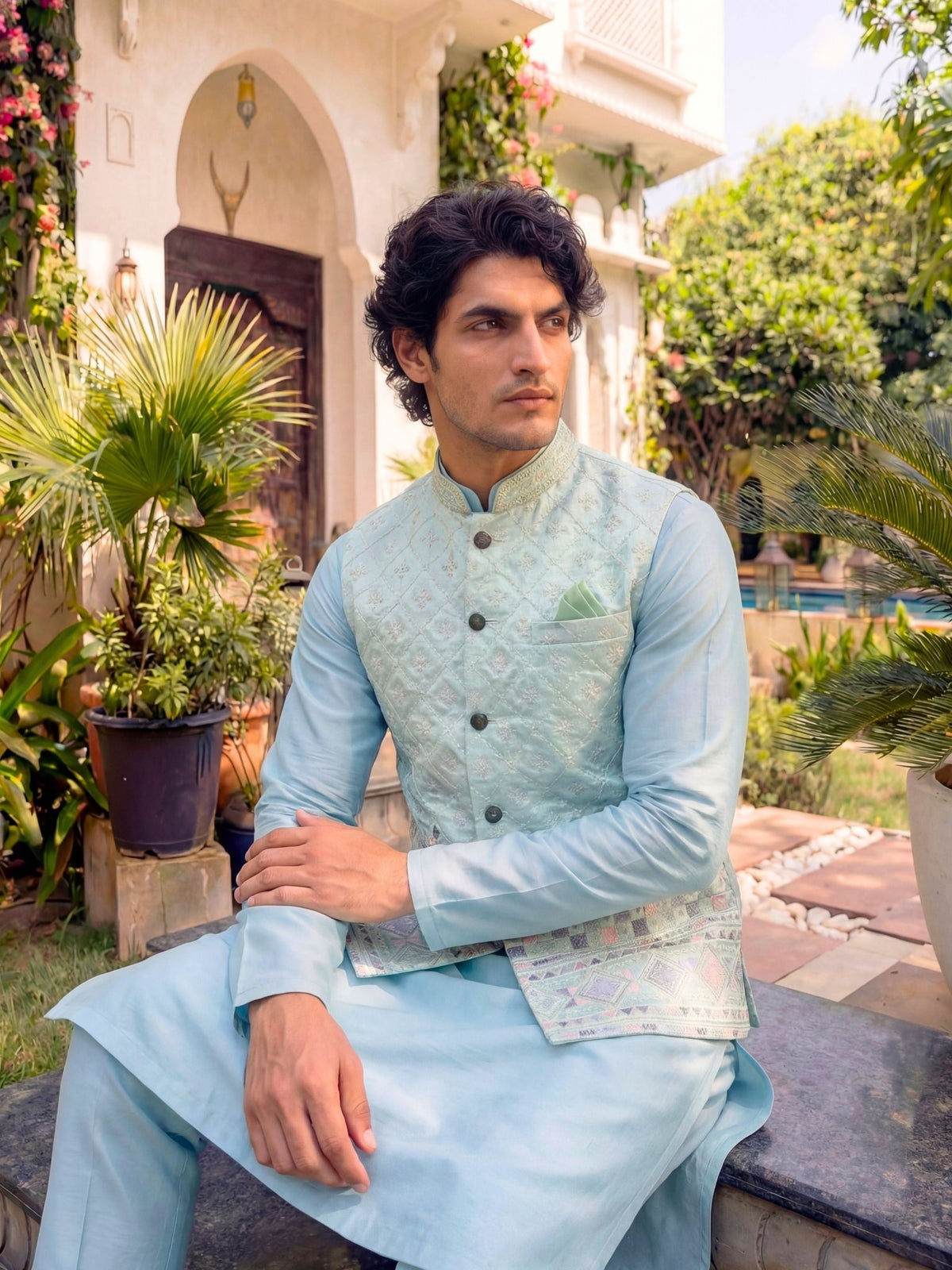 Men Embroidery Nehru Jacket - Jaipuri Crown
