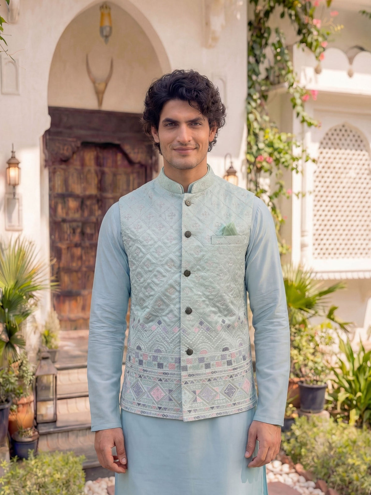 Men Embroidery Nehru Jacket - Jaipuri Crown