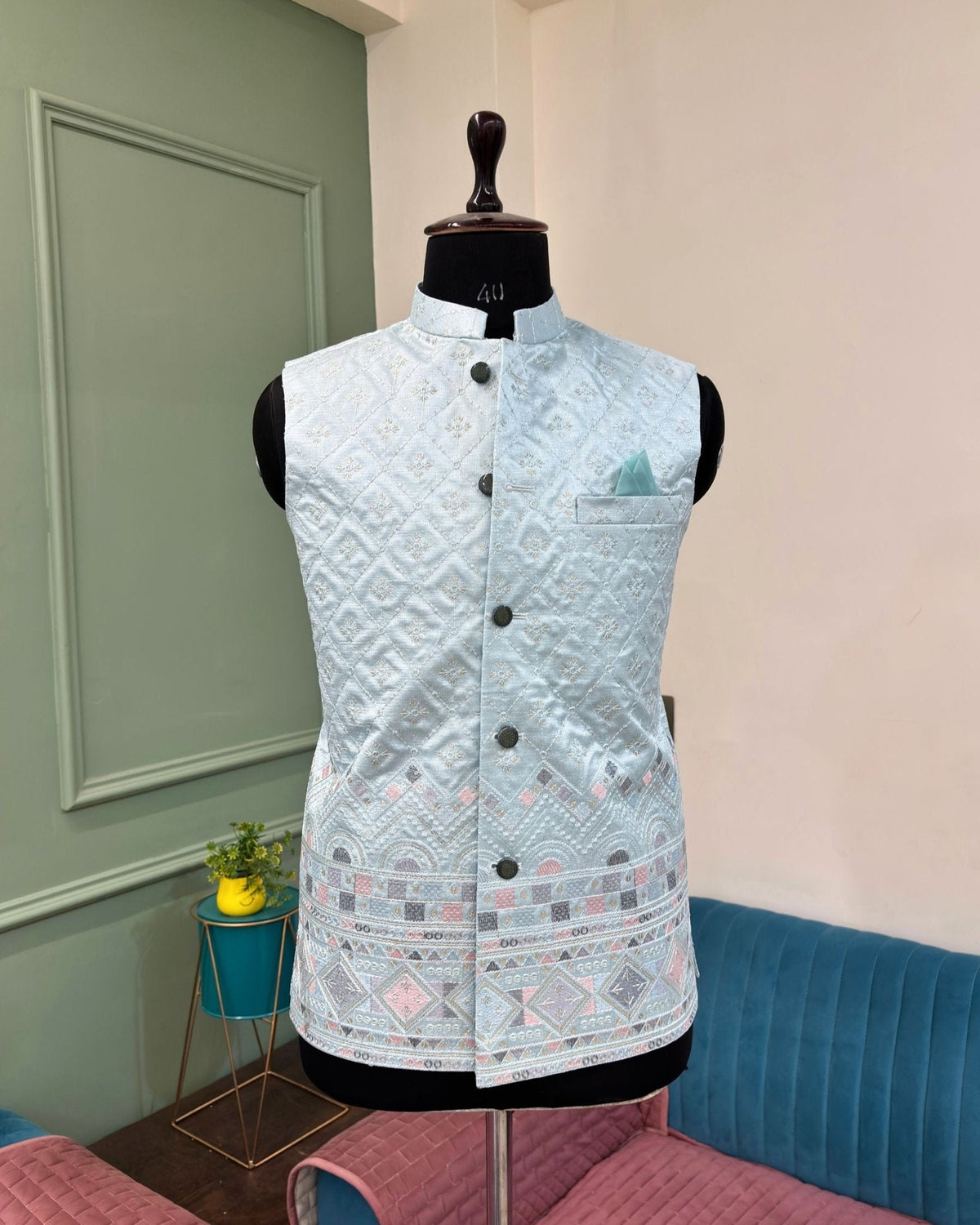 Men Embroidery Nehru Jacket - Jaipuri Crown