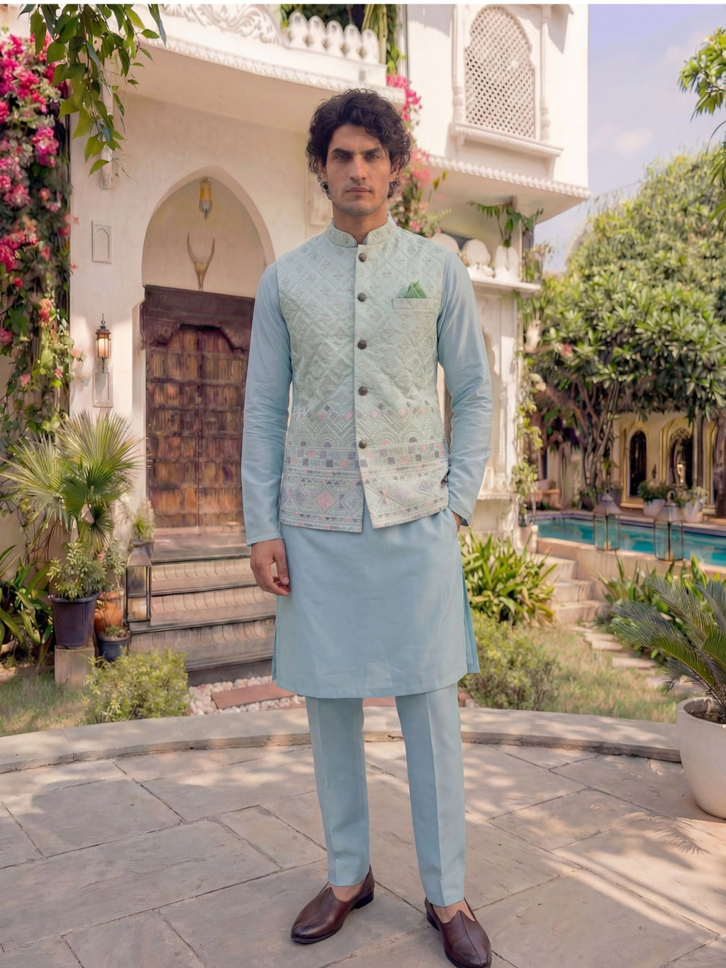 Men Embroidery Nehru Jacket - Jaipuri Crown