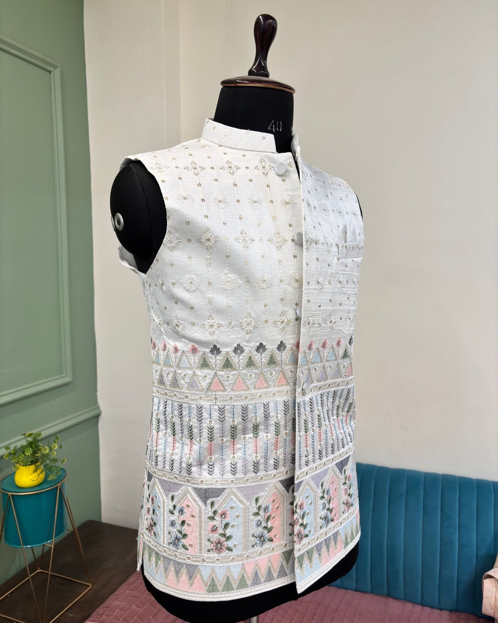 Men Embroidery Nehru Jacket - Jaipuri Crown