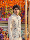 Men Embroidery Nehru Jacket-White - Jaipuri Crown