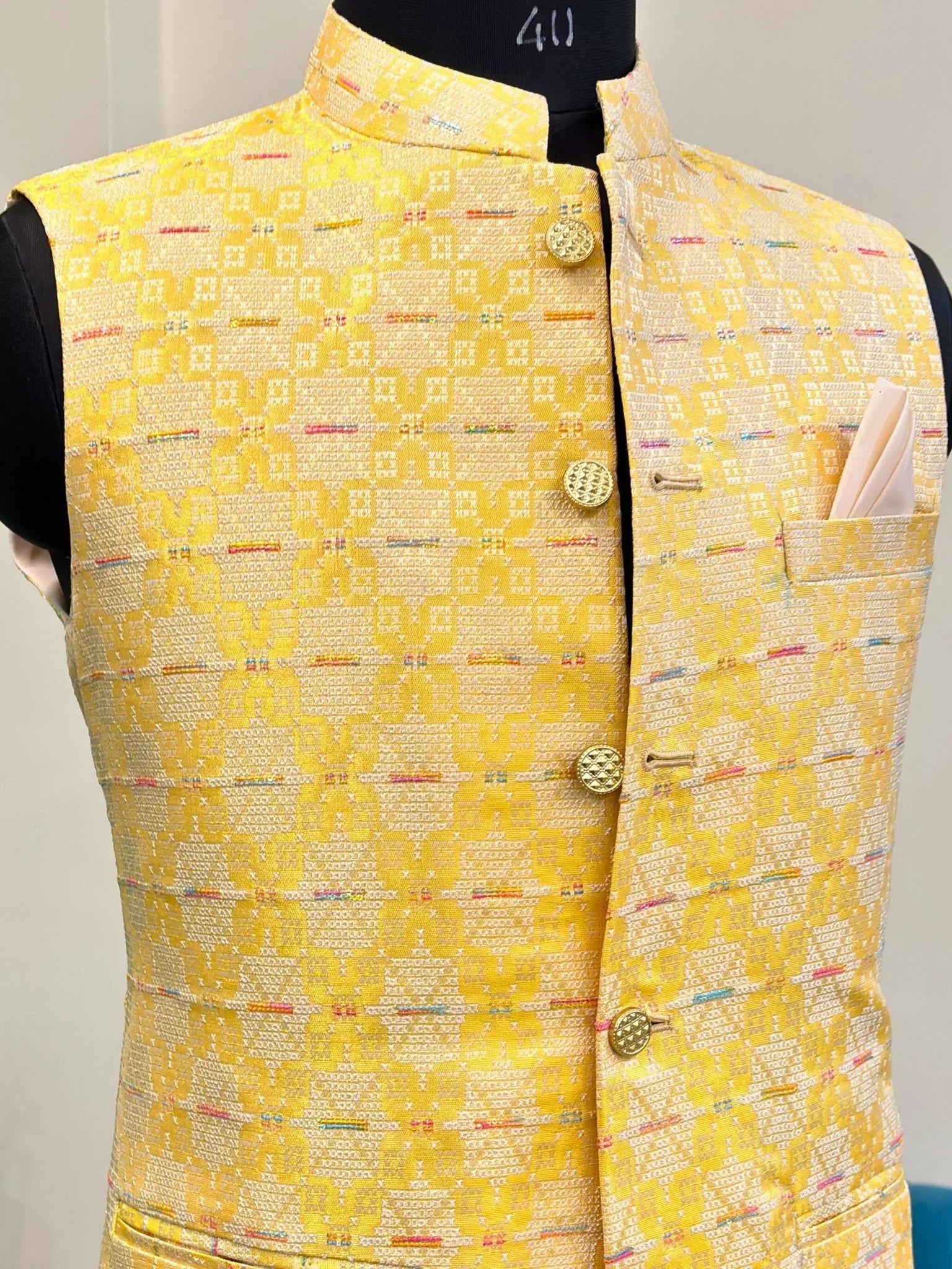 Men Jacquard Nehru Jacket - Jaipuri Crown