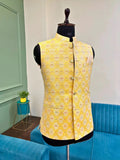Men Jacquard Nehru Jacket - Jaipuri Crown