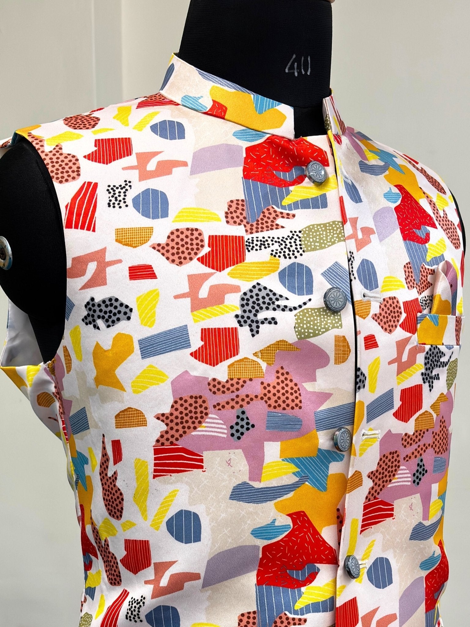 Men Multi - Colour Printed Nehru Jacket - Jaipuri Crown