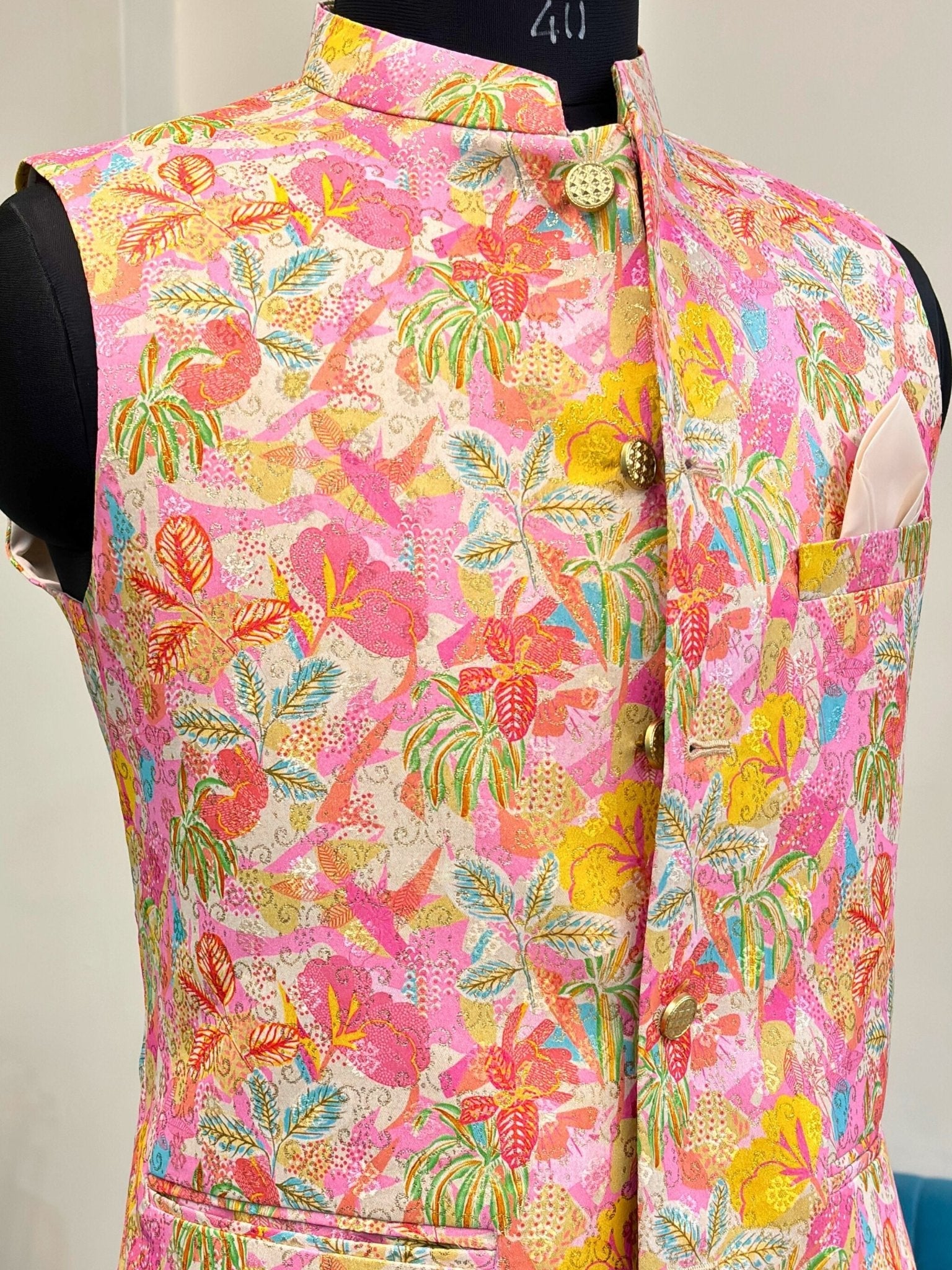 Men Printed Jacquard Nehru Jacket - Jaipuri Crown