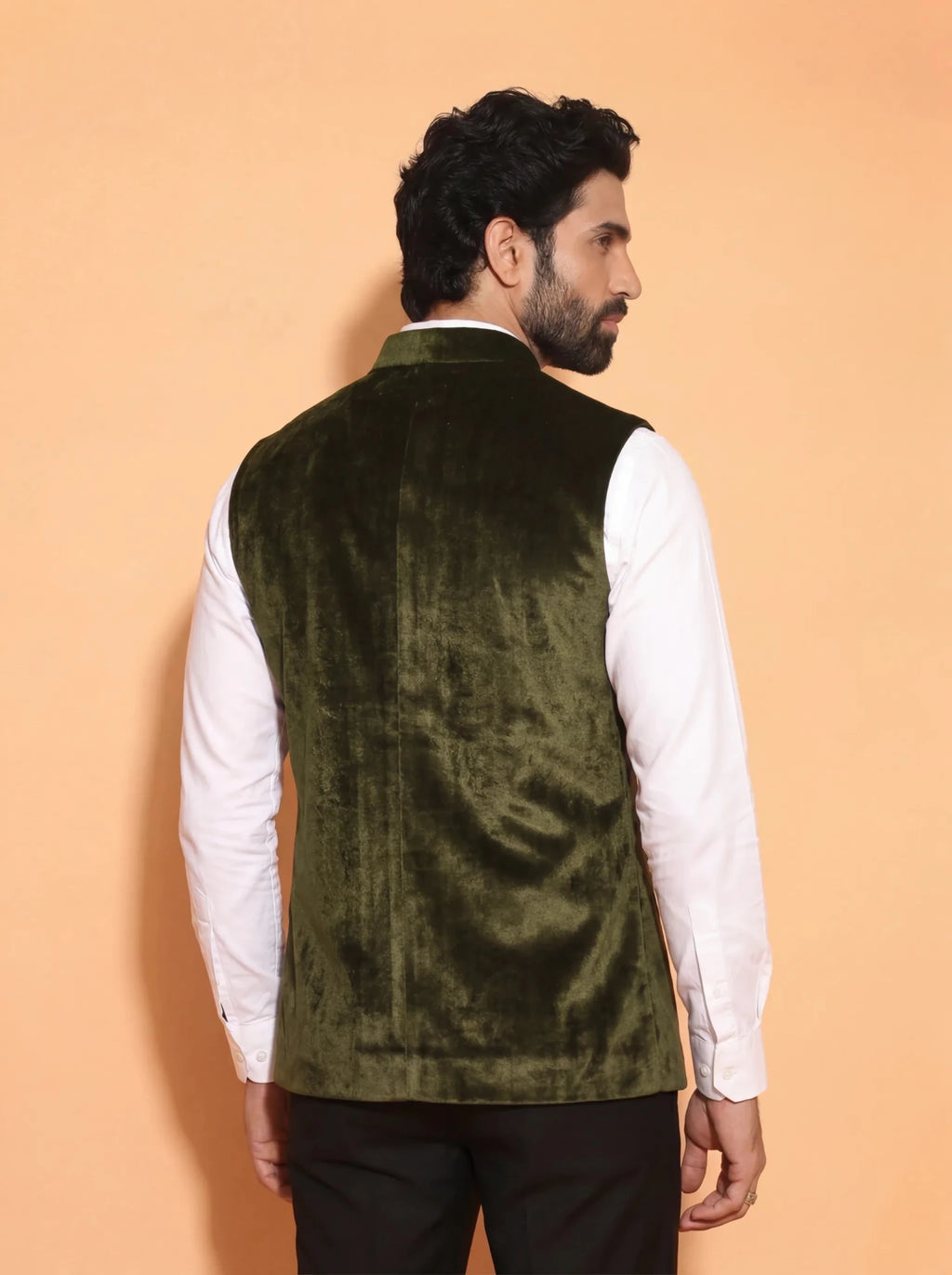 Men's Green Velvet Nehru Jacket - Jaipuri Crown