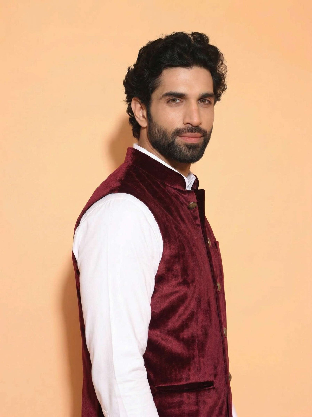 Men's Maroon Velvet Nehru Jacket - Jaipuri Crown