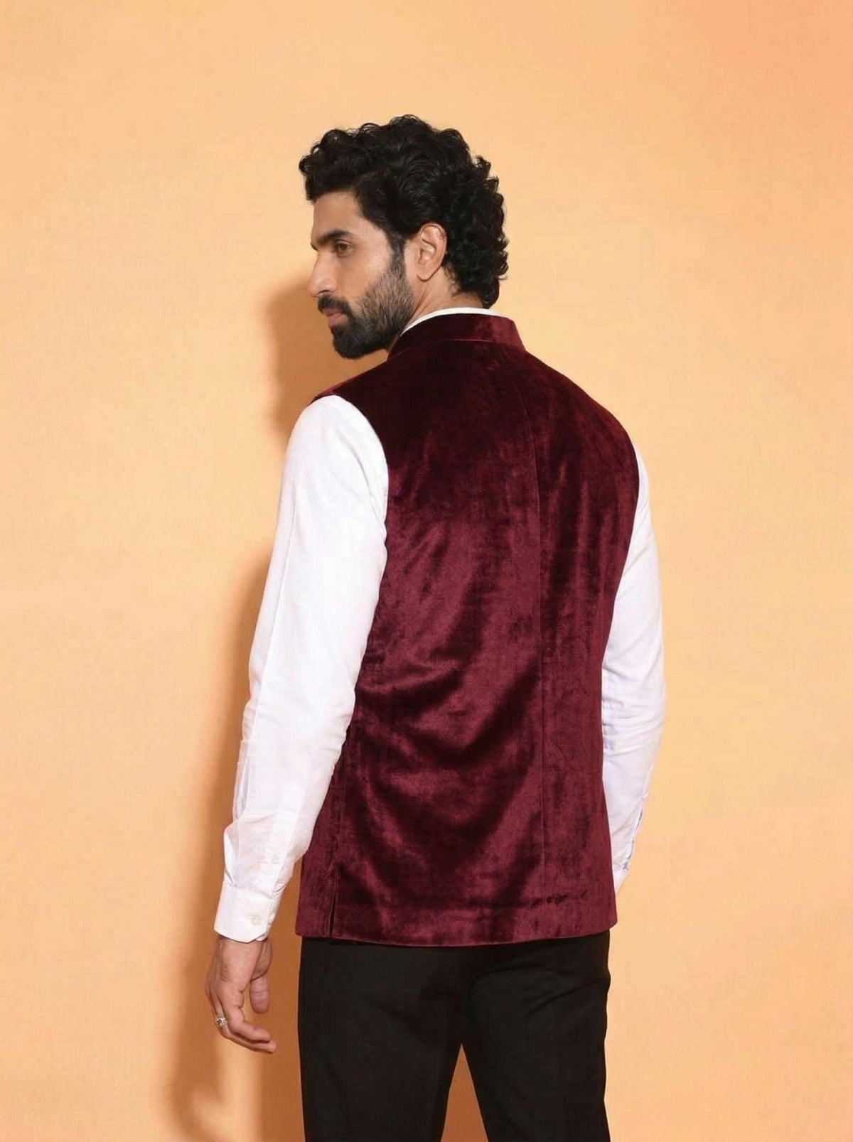 Men's Maroon Velvet Nehru Jacket - Jaipuri Crown