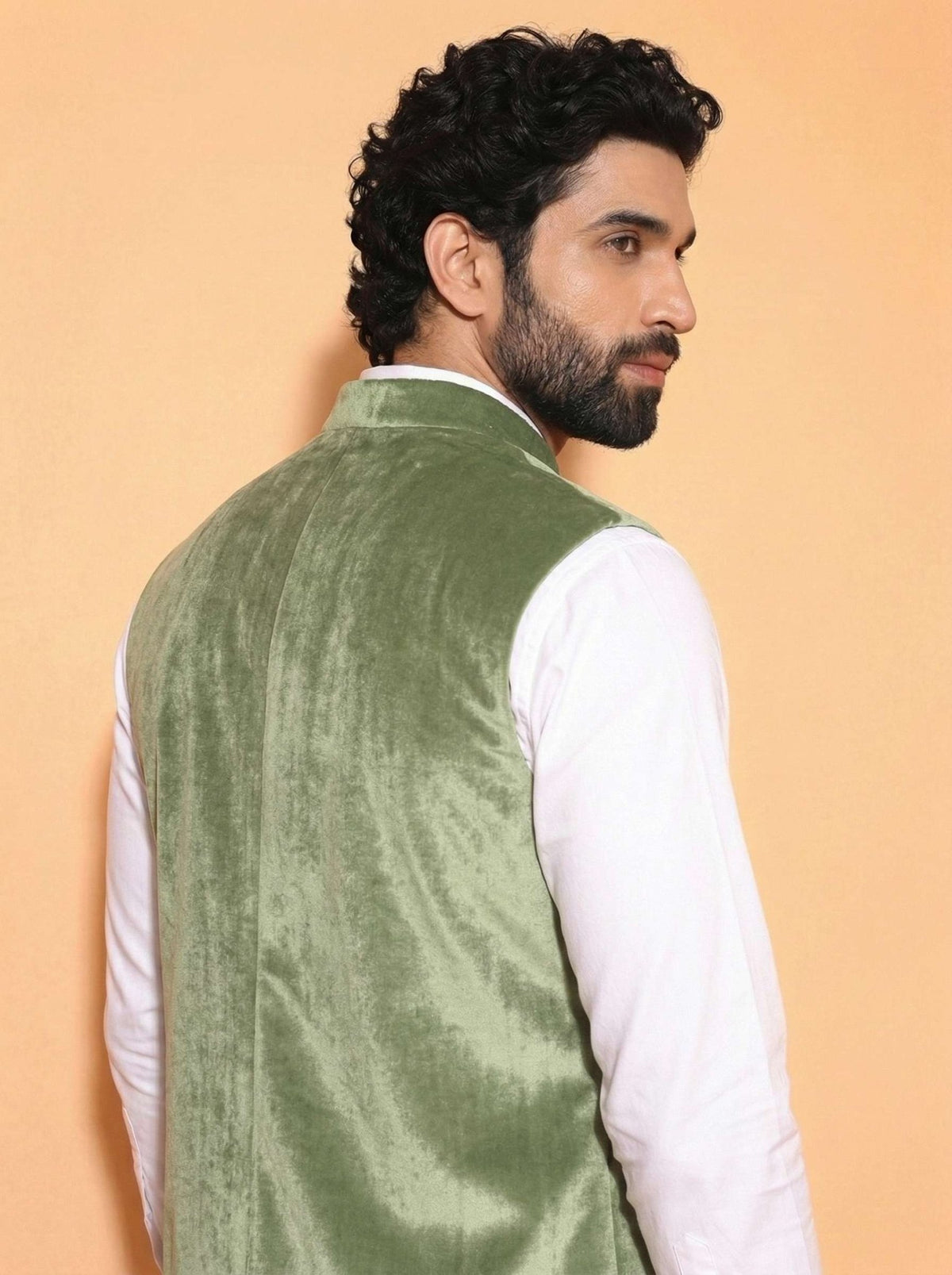 Men's Pista Velvet Nehru Jacket - Jaipuri Crown