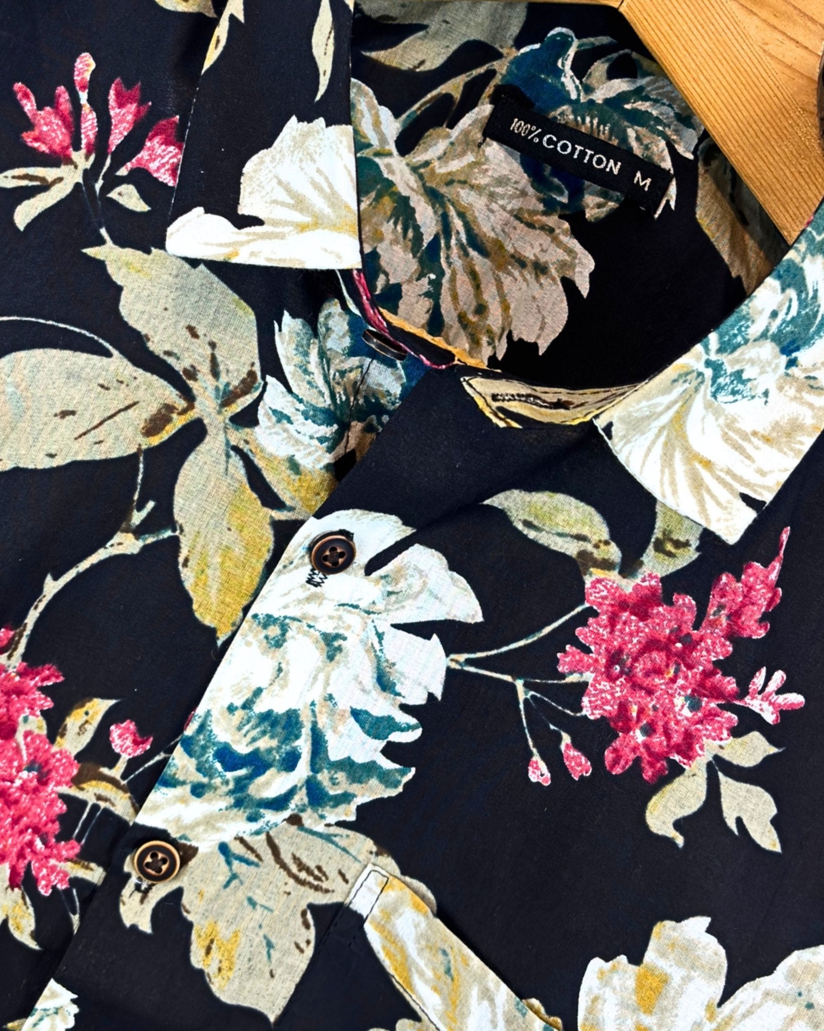 Midnight Bloom – Half Sleeve Cotton Shirt - Jaipuri Crown