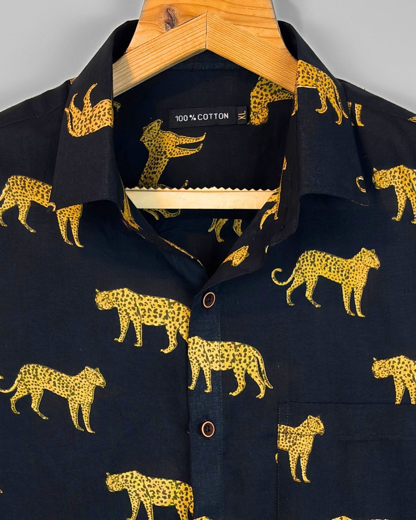 Midnight Cheetah - Pure Cotton Shirt - Jaipuri Crown