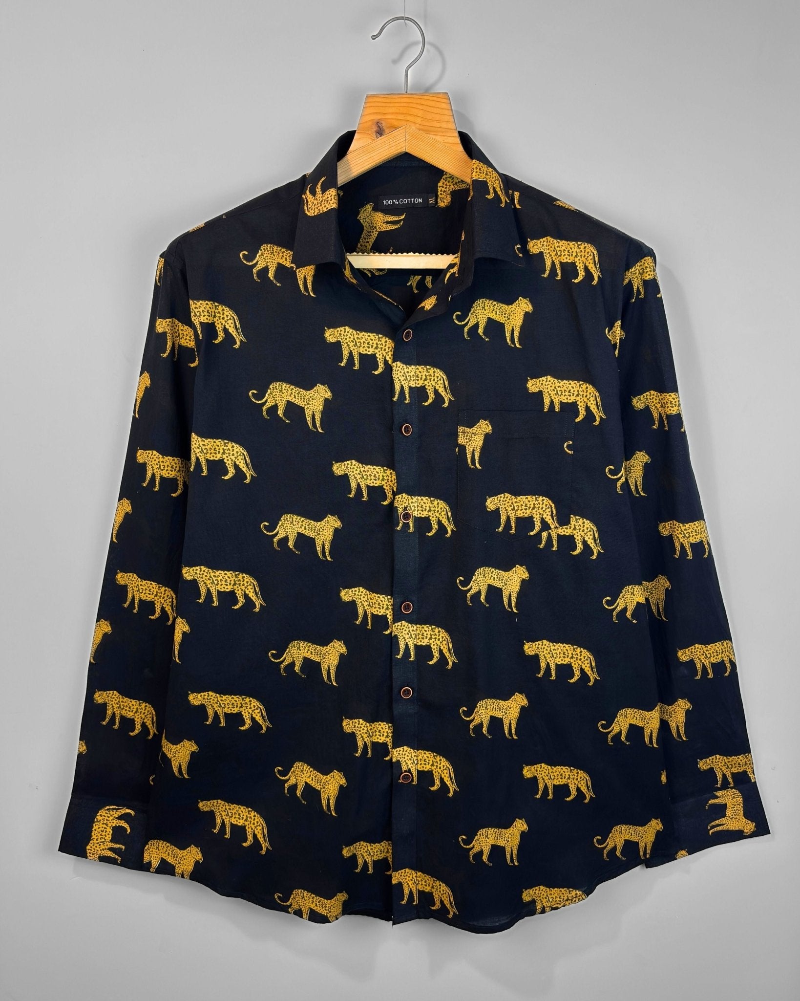 Midnight Cheetah - Pure Cotton Shirt - Jaipuri Crown