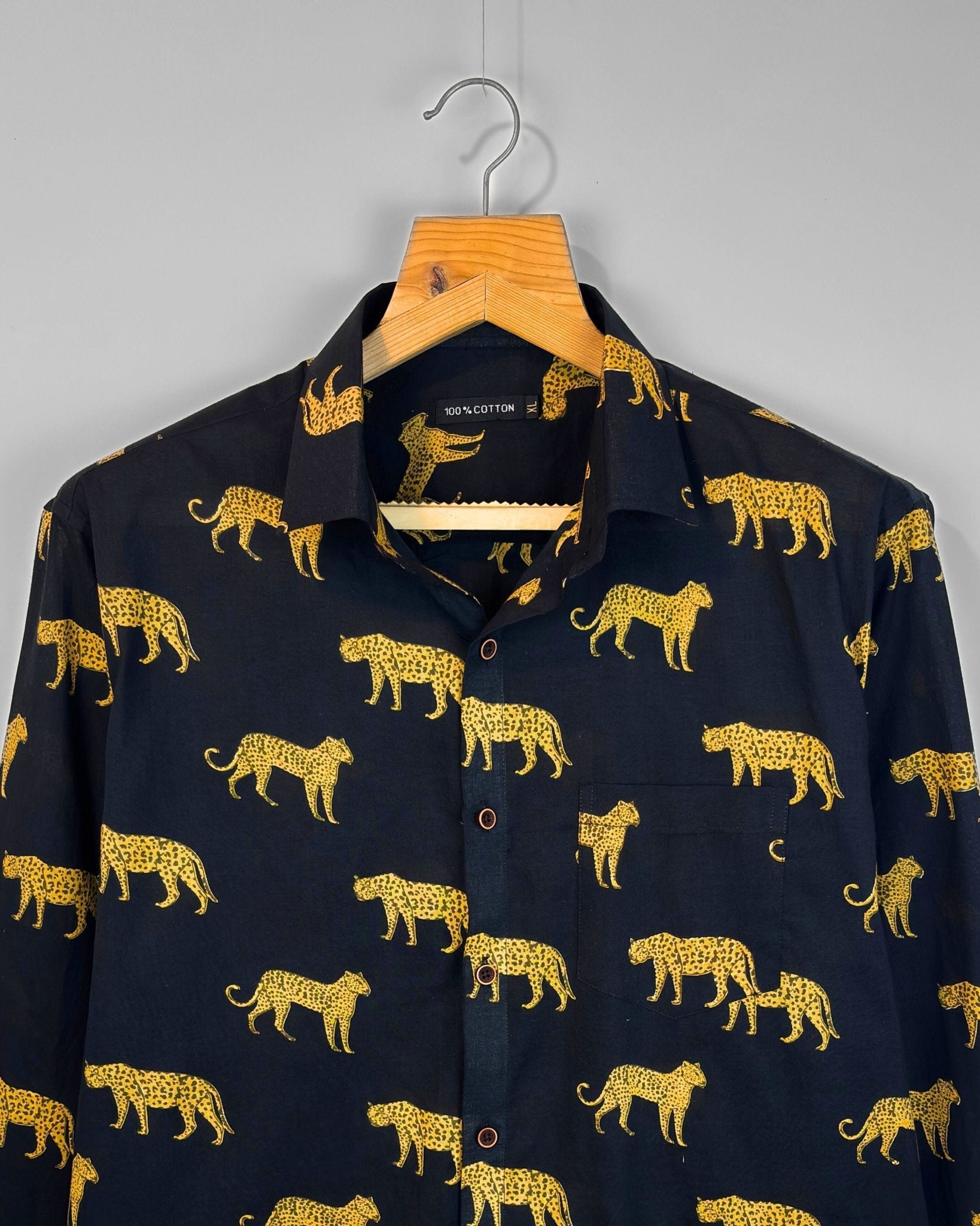 Midnight Cheetah - Pure Cotton Shirt - Jaipuri Crown