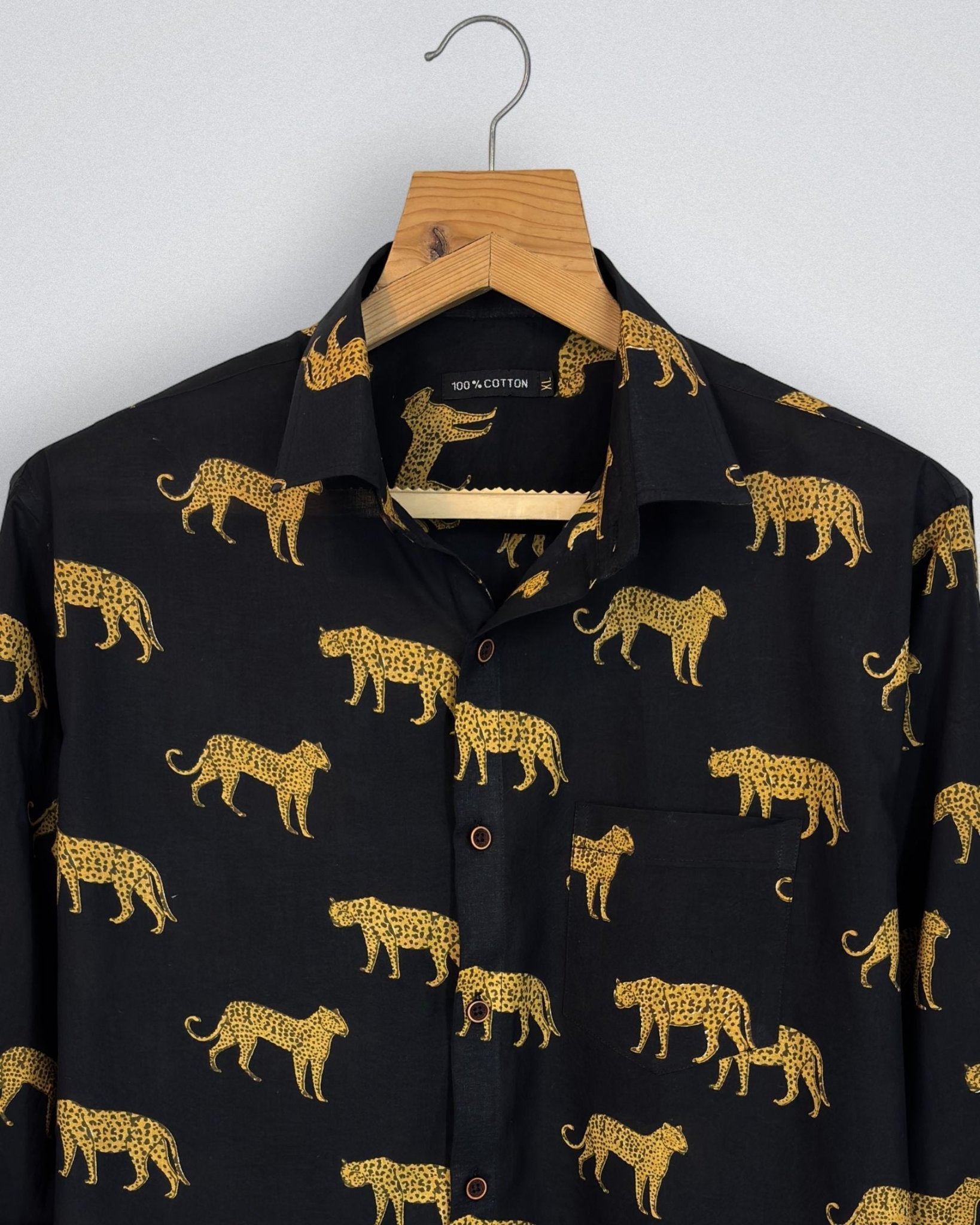 Midnight Cheetah - Pure Cotton Shirt - Jaipuri Crown