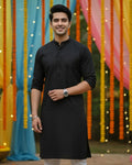Midnight Classic – Solid Black Full Sleeve Kurta - Jaipuri Crown