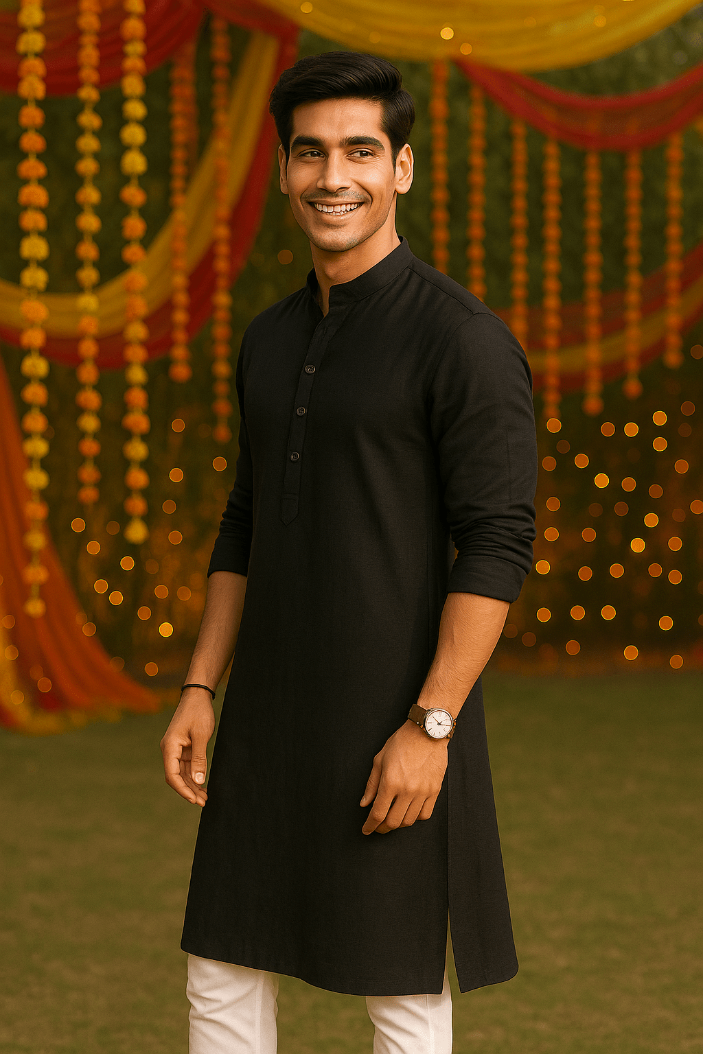 Midnight Classic – Solid Black Full Sleeve Kurta - Jaipuri Crown