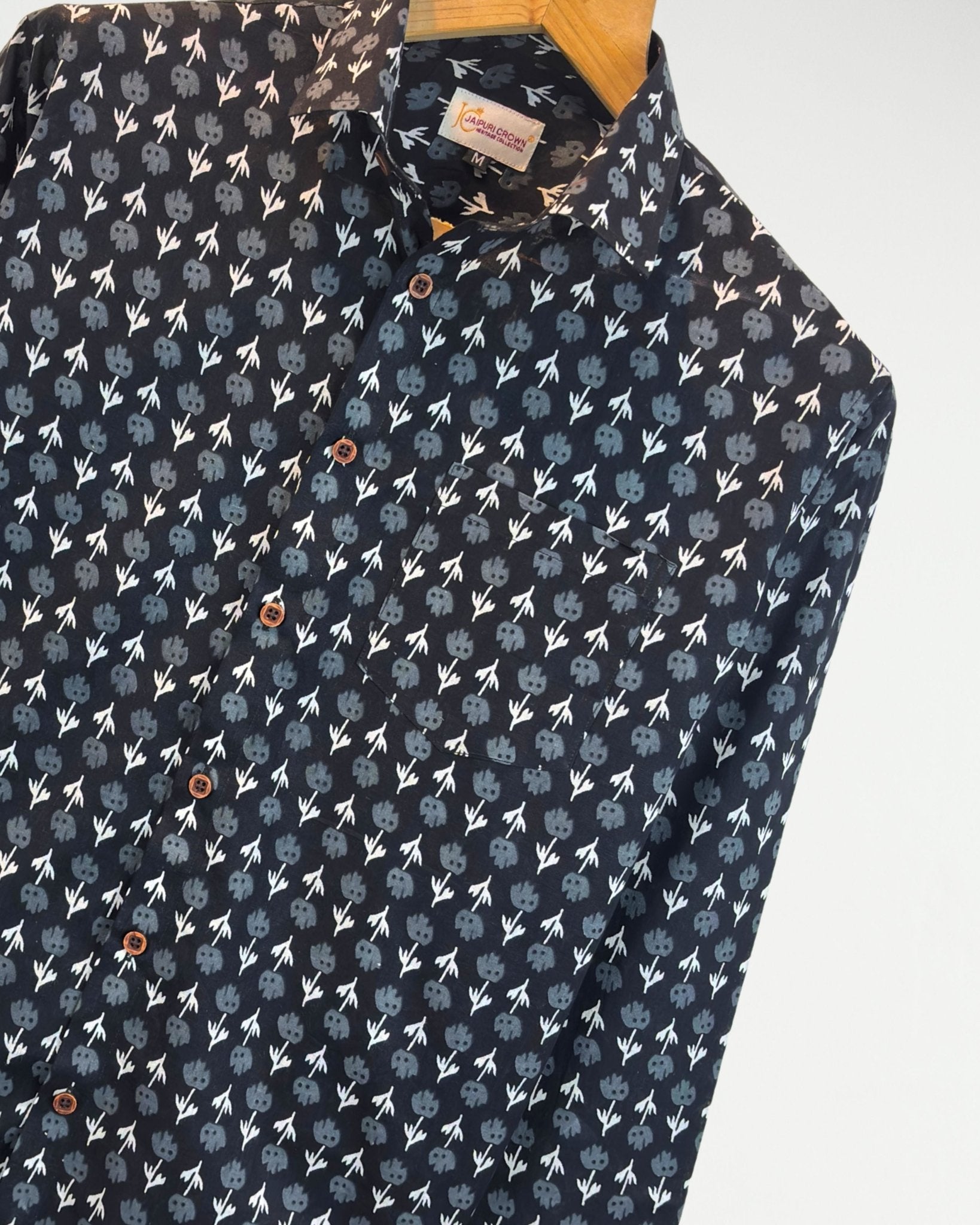 Midnight Ikat Arrow - Pure Cotton Shirt - Jaipuri Crown