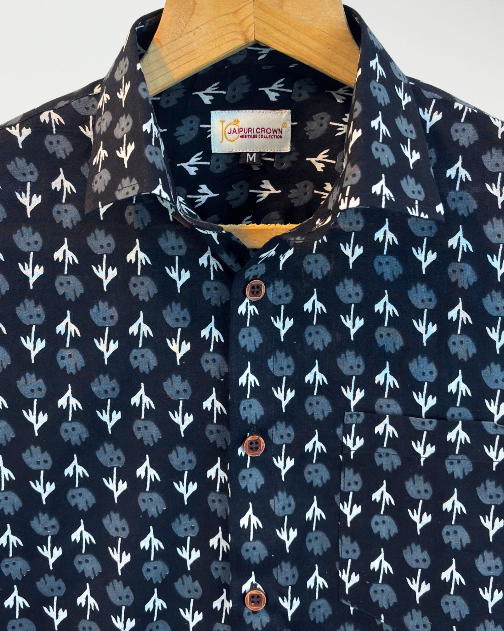 Midnight Ikat Arrow - Pure Cotton Shirt - Jaipuri Crown