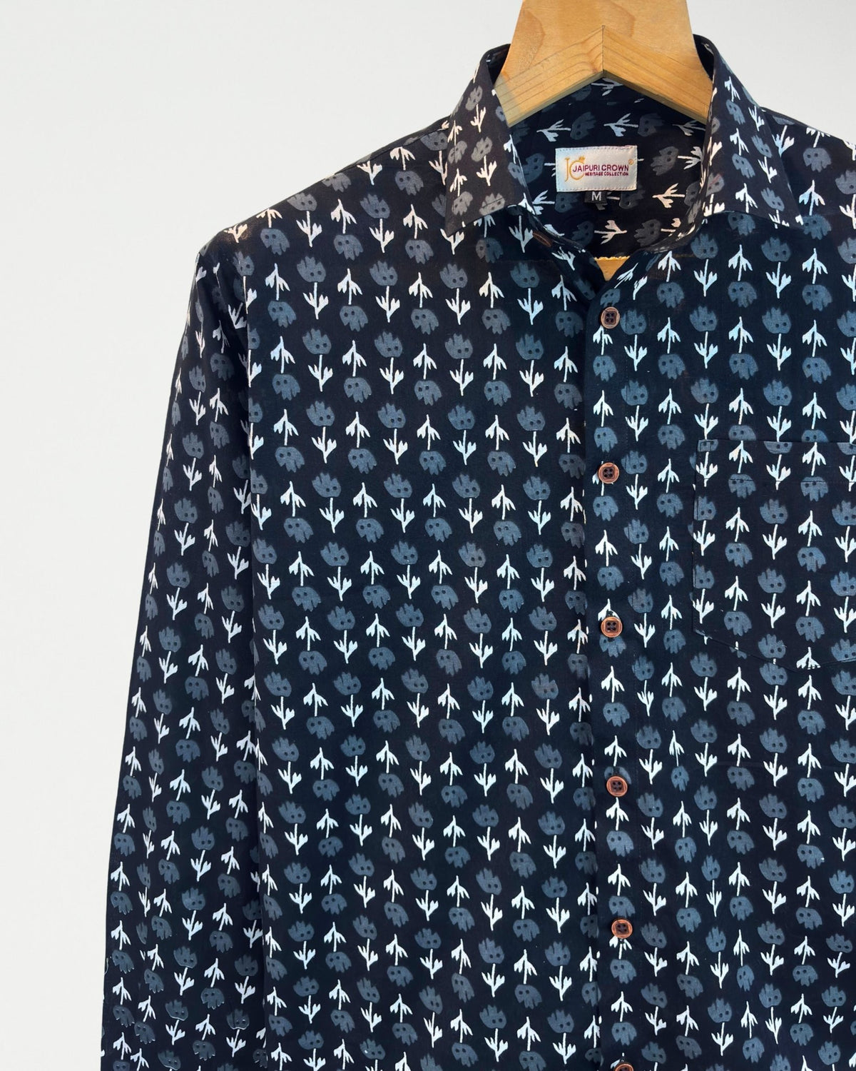 Midnight Ikat Arrow - Pure Cotton Shirt - Jaipuri Crown