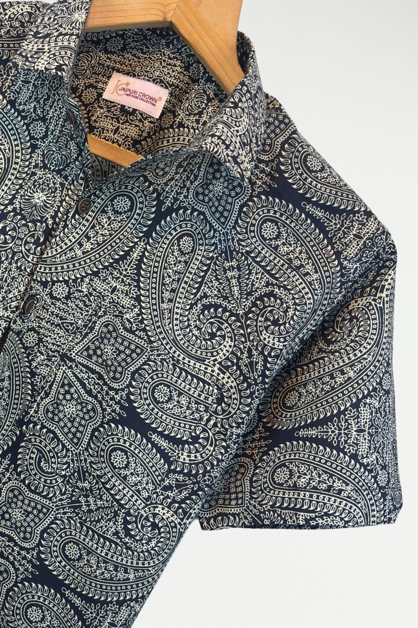 Midnight Maze – Half Sleeve Cotton Shirt - Jaipuri Crown