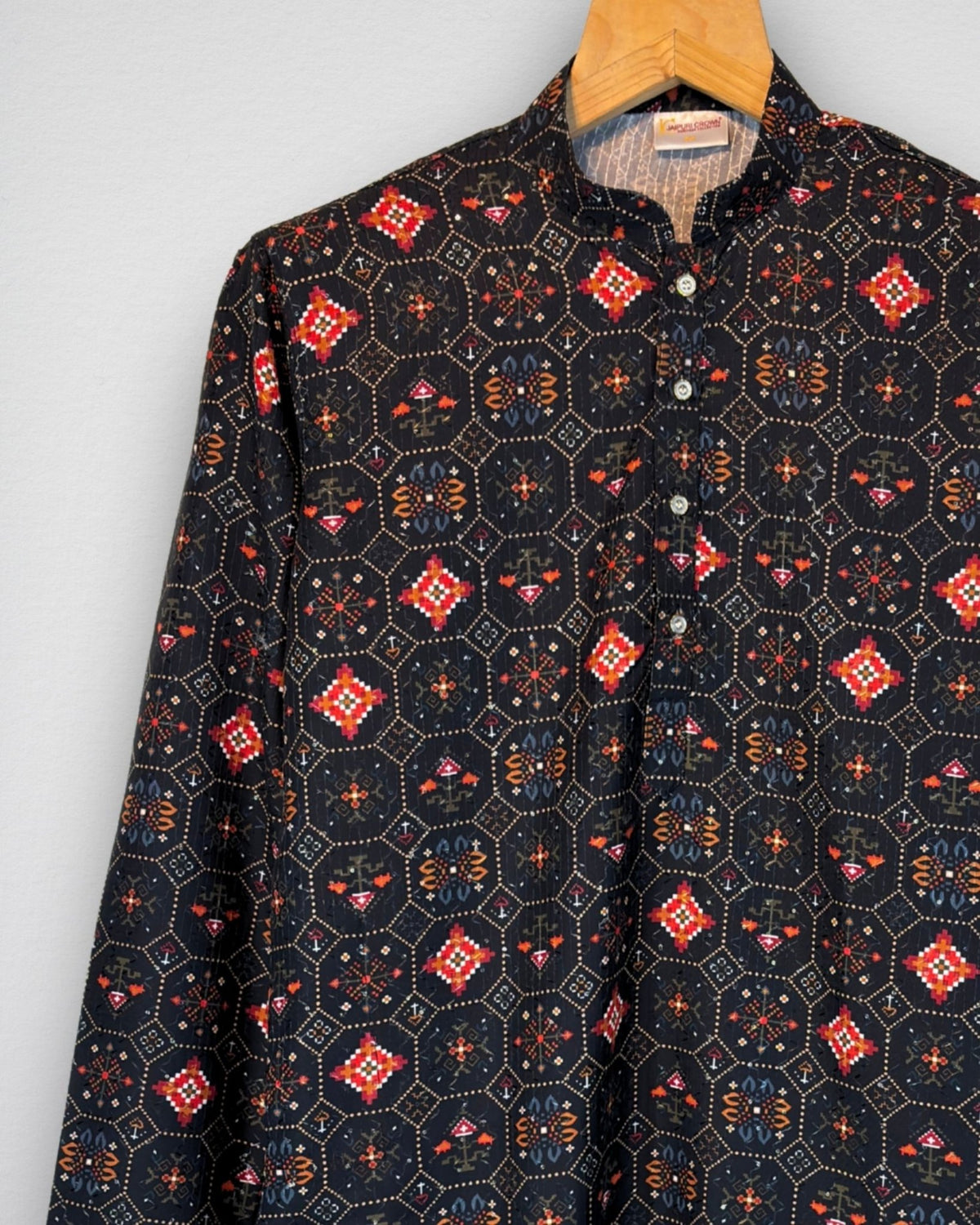 Midnight Octagon – Heritage Print Long Kurta - Jaipuri Crown