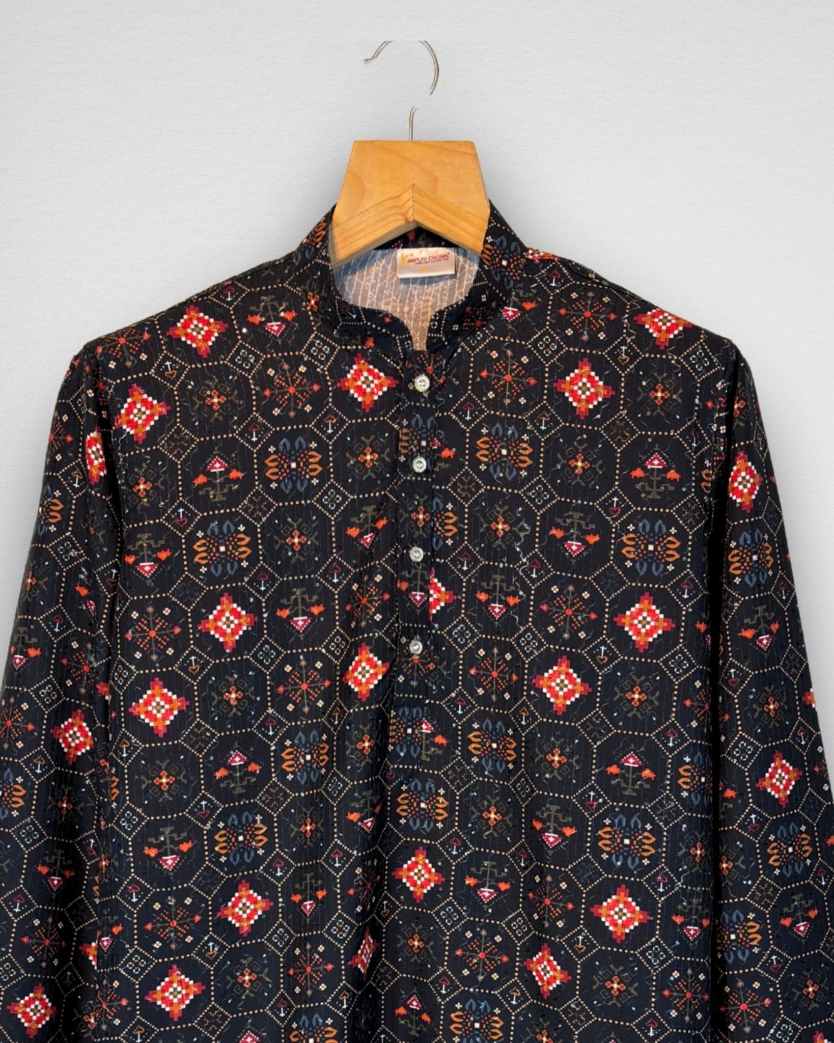 Midnight Octagon – Heritage Print Long Kurta - Jaipuri Crown