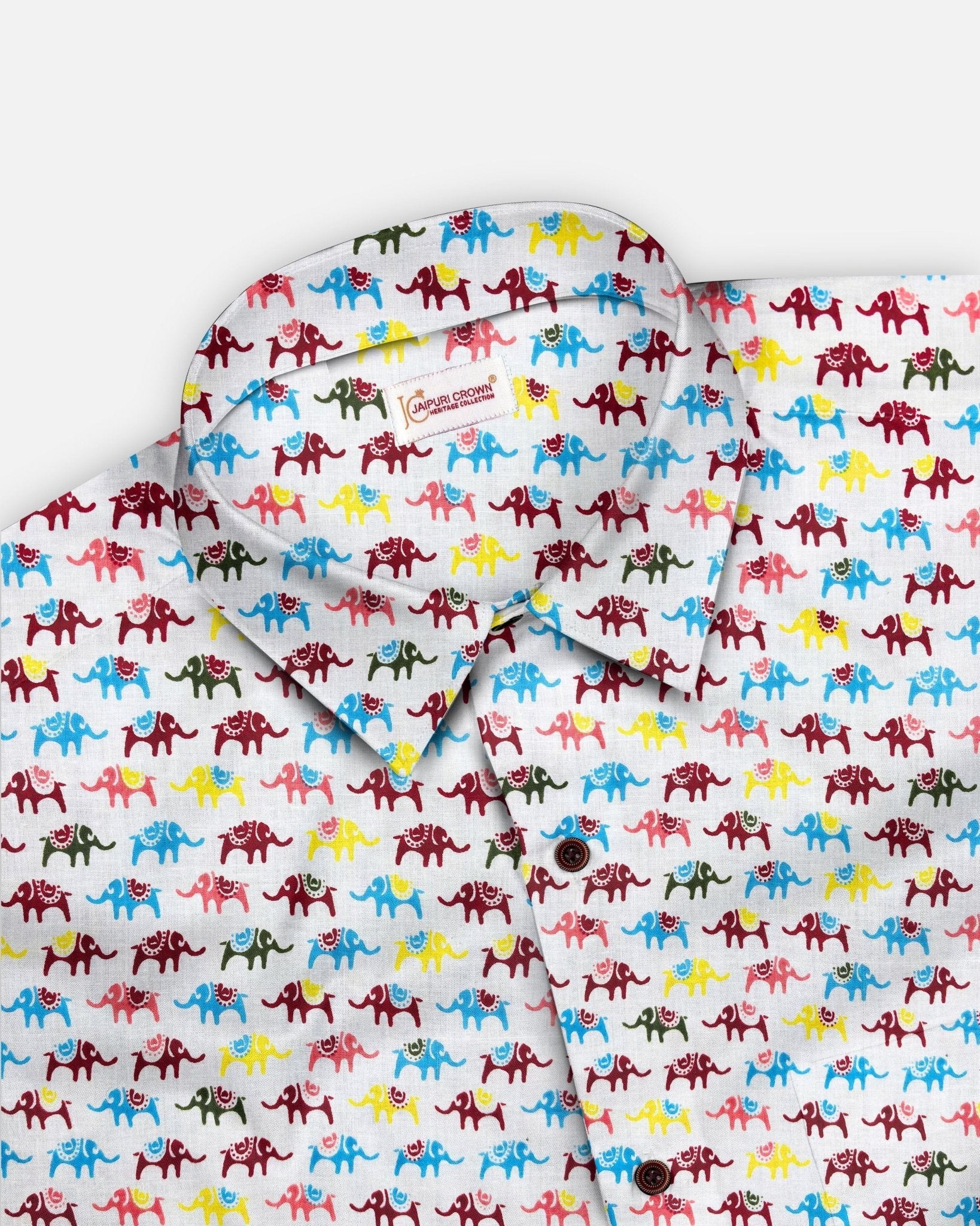 Mini Jaipuri Elephant - Pure Cotton Shirt - Jaipuri Crown