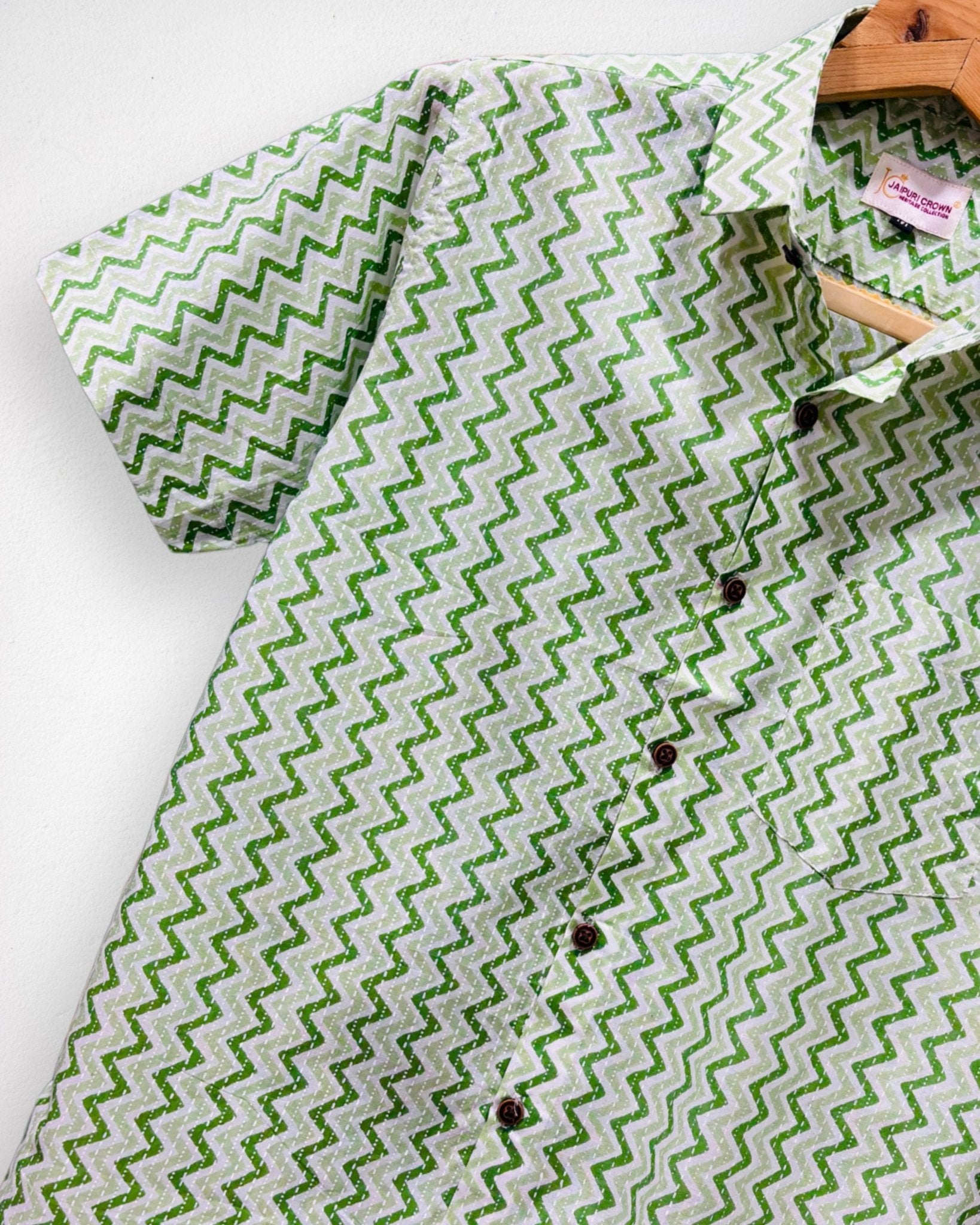Mint Zig – Half Sleeve Cotton Shirt - Jaipuri Crown