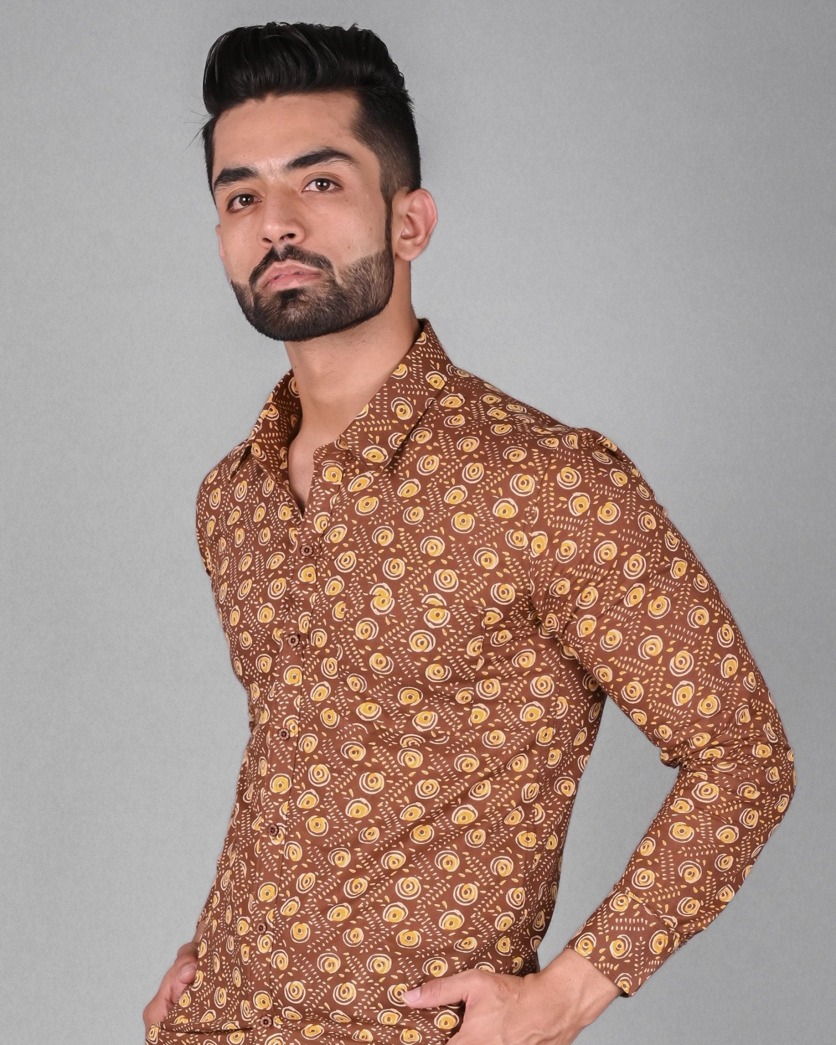Mocha Butti Shirt - Jaipuri Crown
