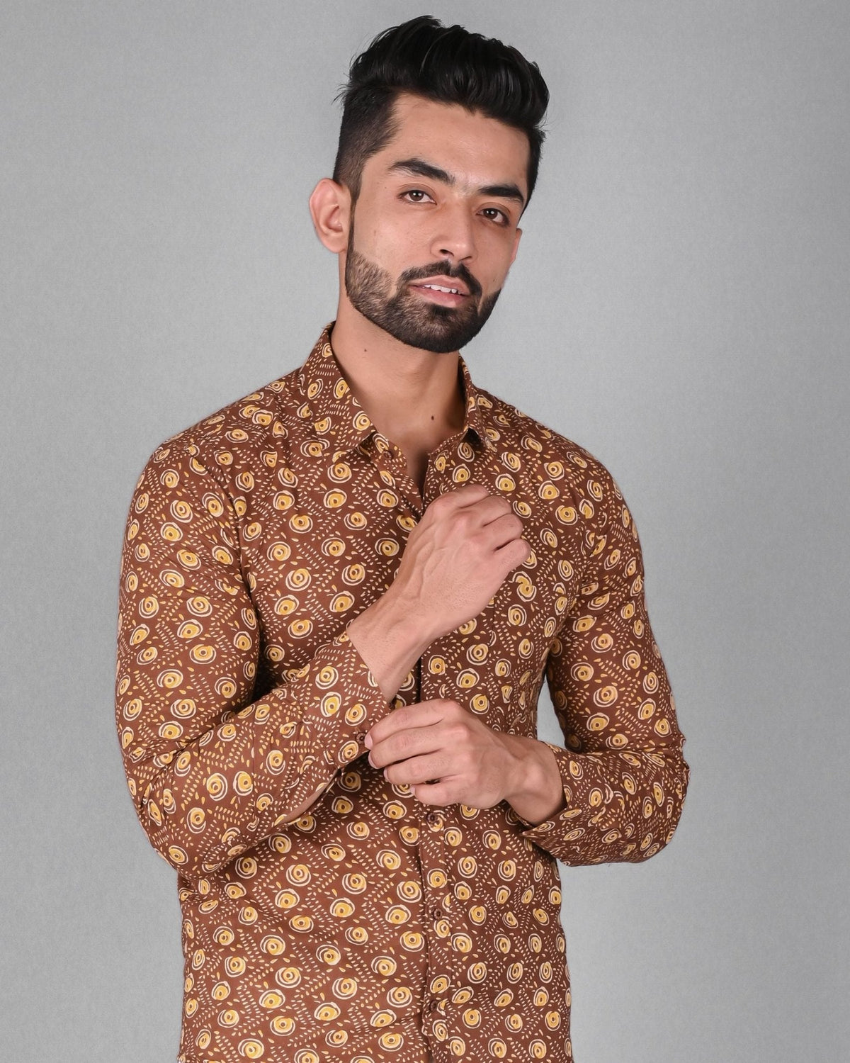 Mocha Butti Shirt - Jaipuri Crown