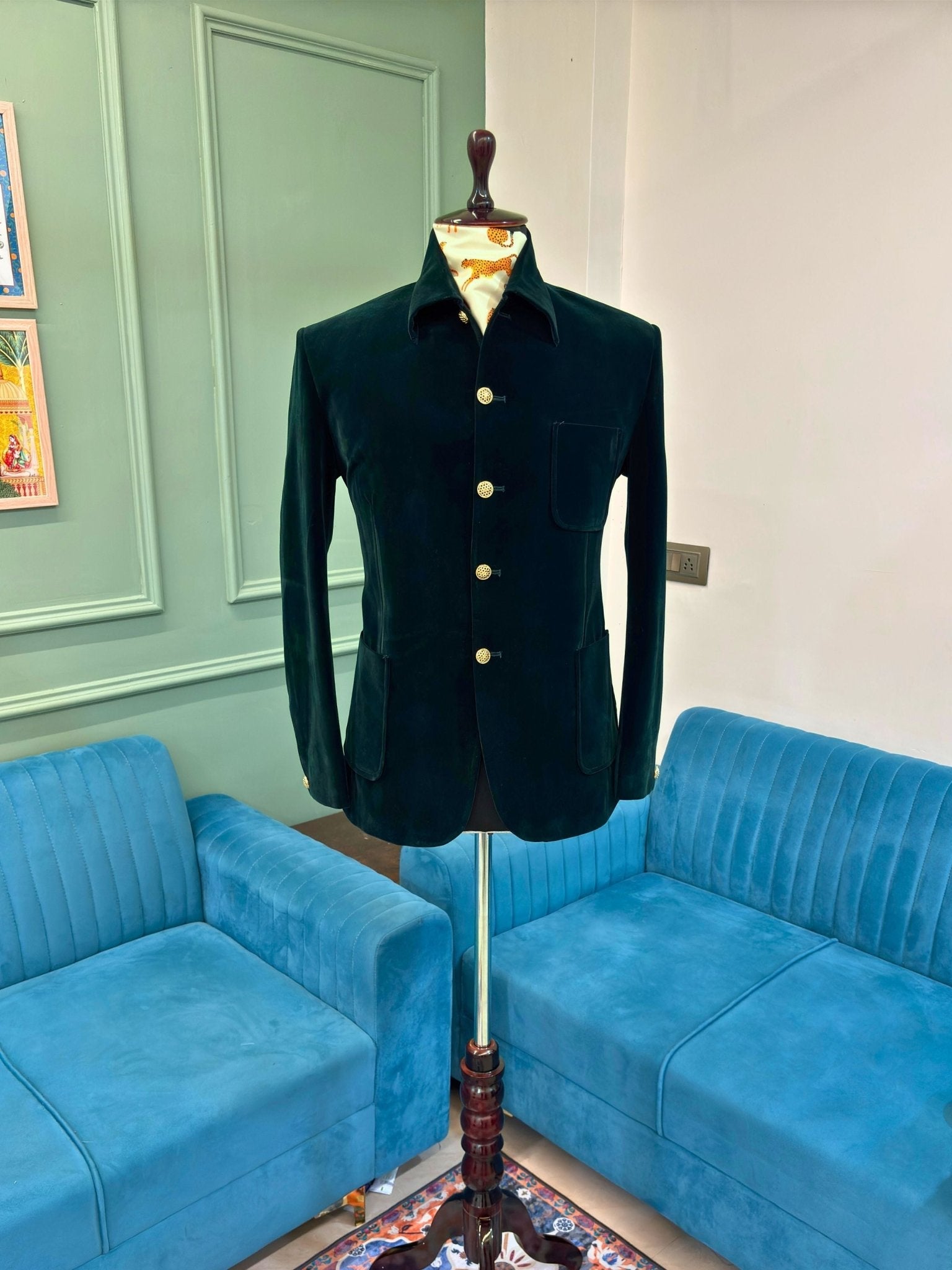 Modern Collor Jodhpuri - Green - Jaipuri Crown