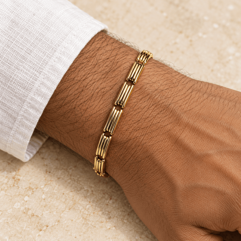 Modern Gold Articulated Bracelet - Men's Jewellery - Jaipuri Crown