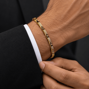 Modern Gold Articulated Bracelet - Men's Jewellery - Jaipuri Crown