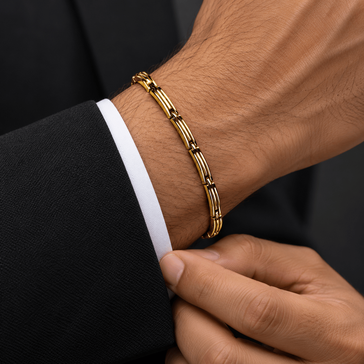 Modern Gold Articulated Bracelet - Men's Jewellery - Jaipuri Crown