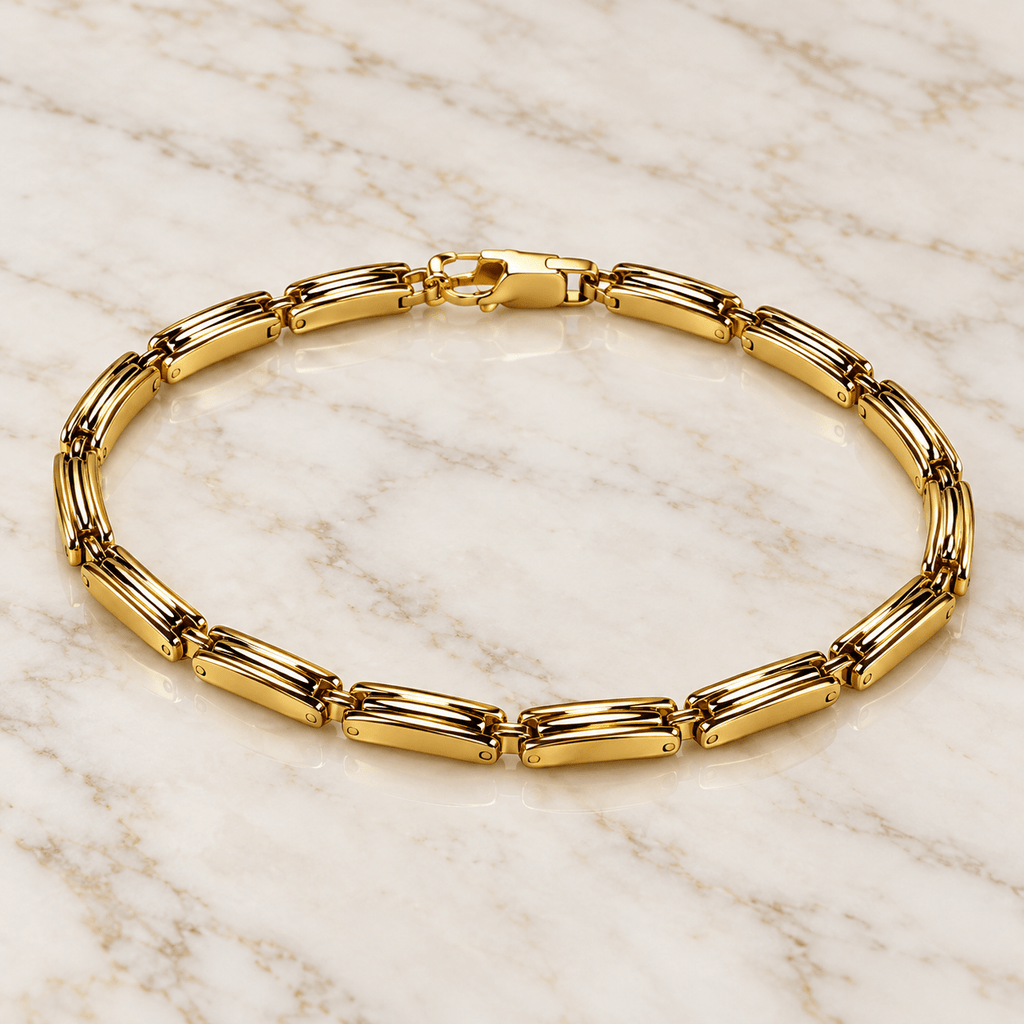 Modern Gold Articulated Bracelet - Men's Jewellery - Jaipuri Crown