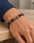 Modern Gunmetal & Gold Beaded Men's Jewellery - Jaipuri Crown