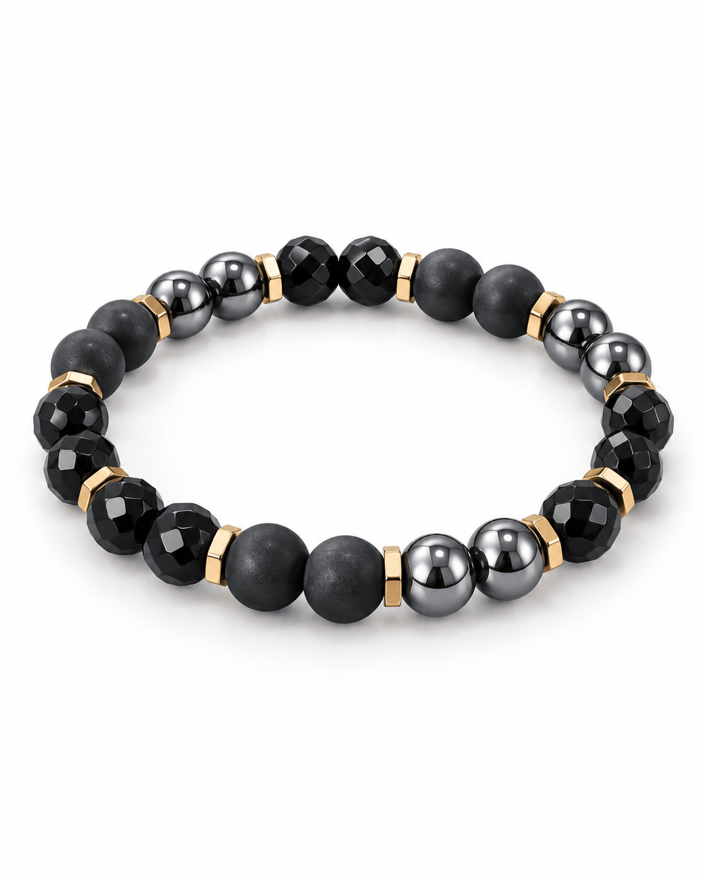 Modern Gunmetal & Gold Beaded Men's Jewellery - Jaipuri Crown