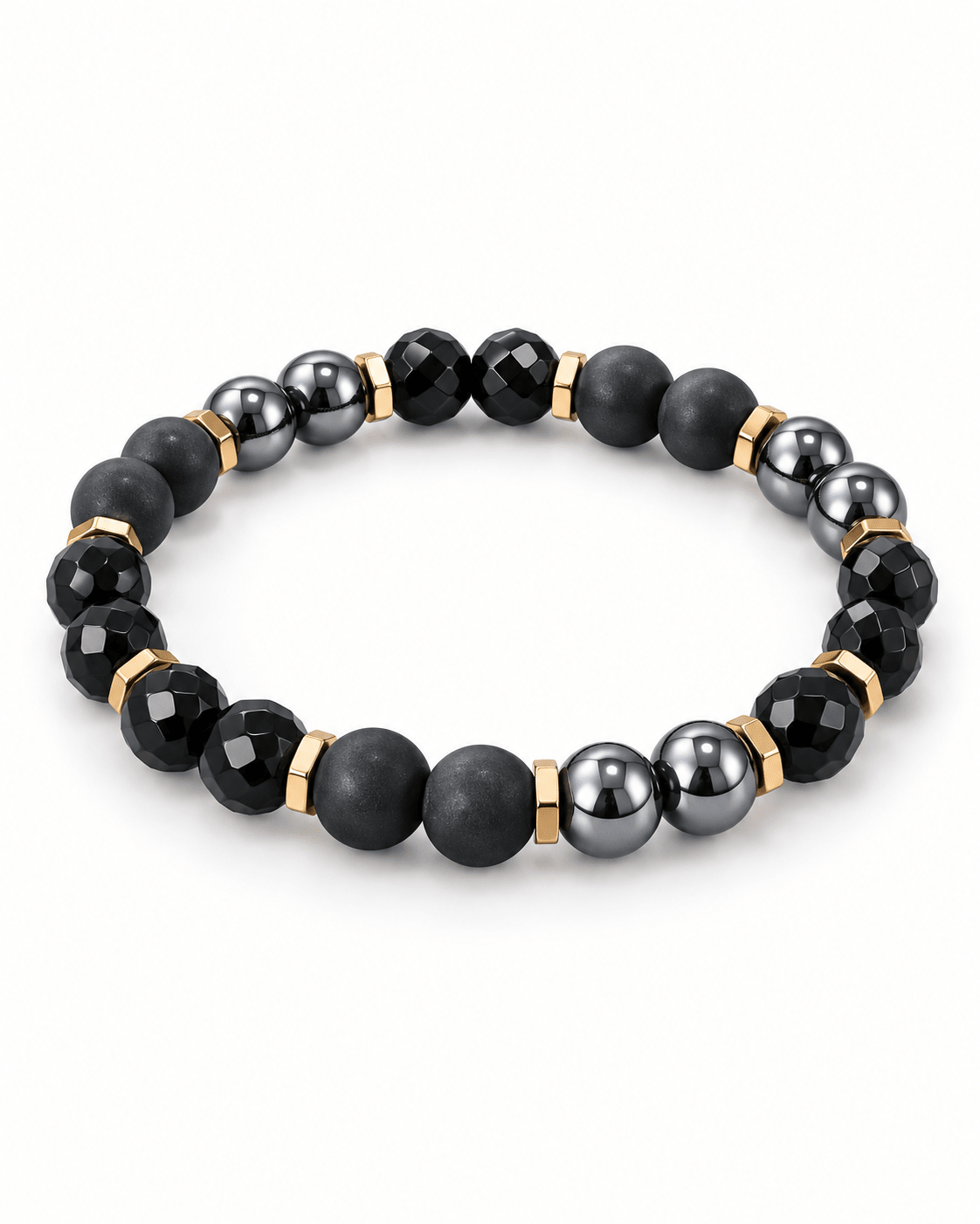 Modern Gunmetal & Gold Beaded Men's Jewellery - Jaipuri Crown