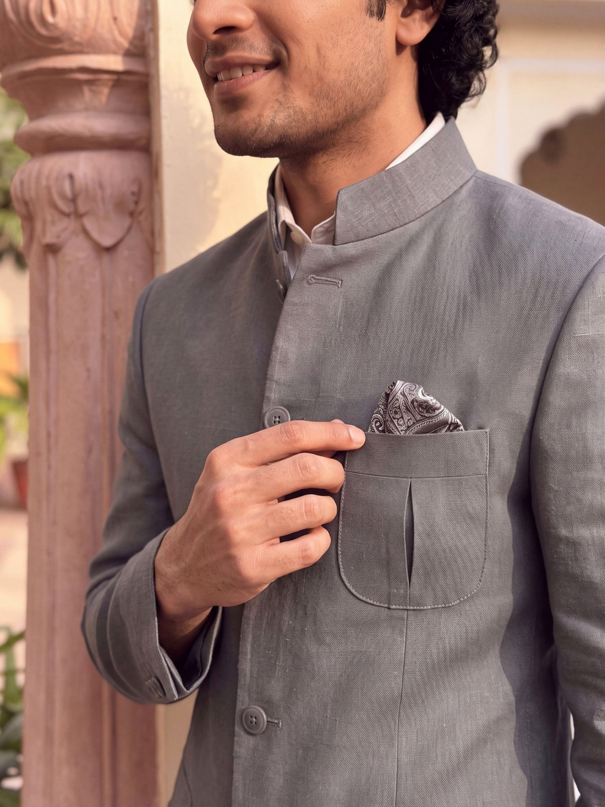 Modern Linen Jodhpuri Bandhgala - Jaipuri Crown
