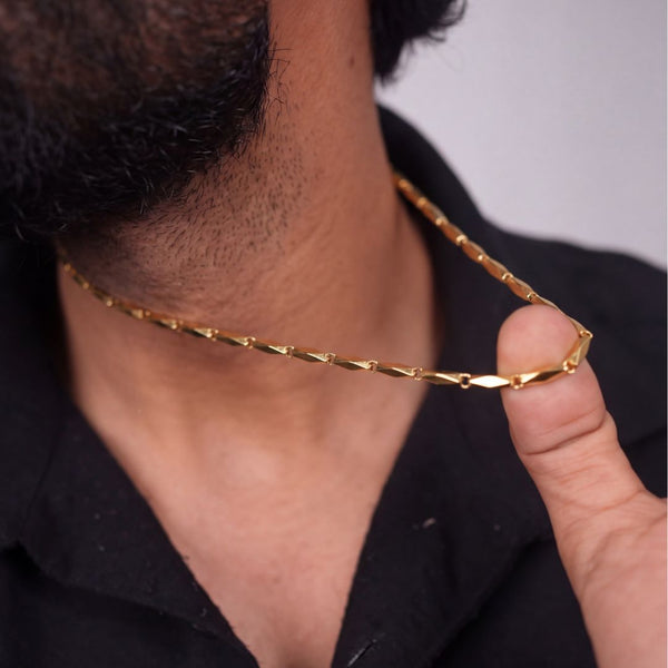 Modern Men's Chain in Elegant Gold - Jaipuri Crown