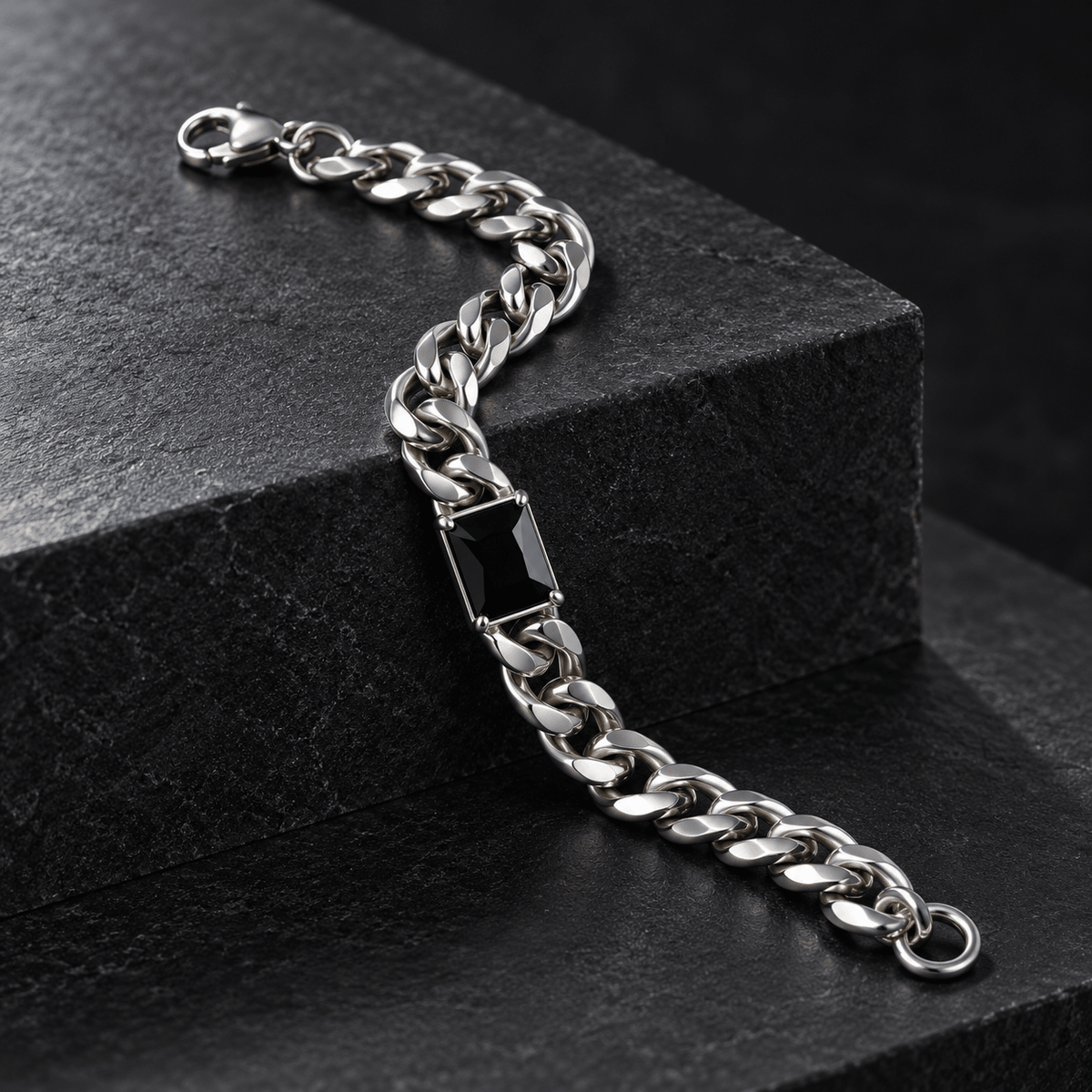 Modern Polished Silver Men's Jewellery Bracelet - Jaipuri Crown
