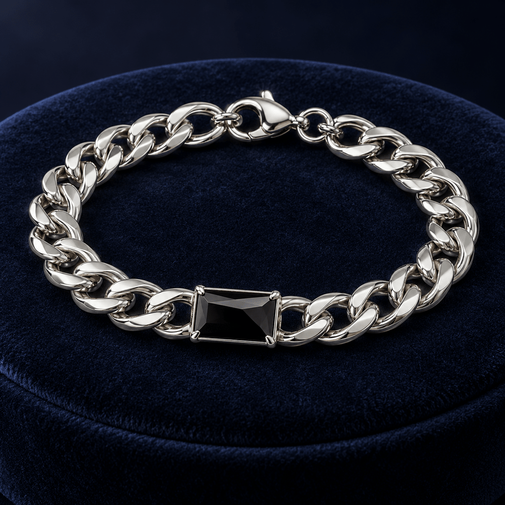 Modern Polished Silver Men's Jewellery Bracelet - Jaipuri Crown