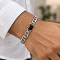 Modern Polished Silver Men's Jewellery Bracelet - Jaipuri Crown