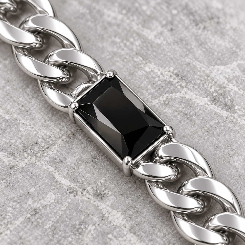Modern Polished Silver Men's Jewellery Bracelet - Jaipuri Crown
