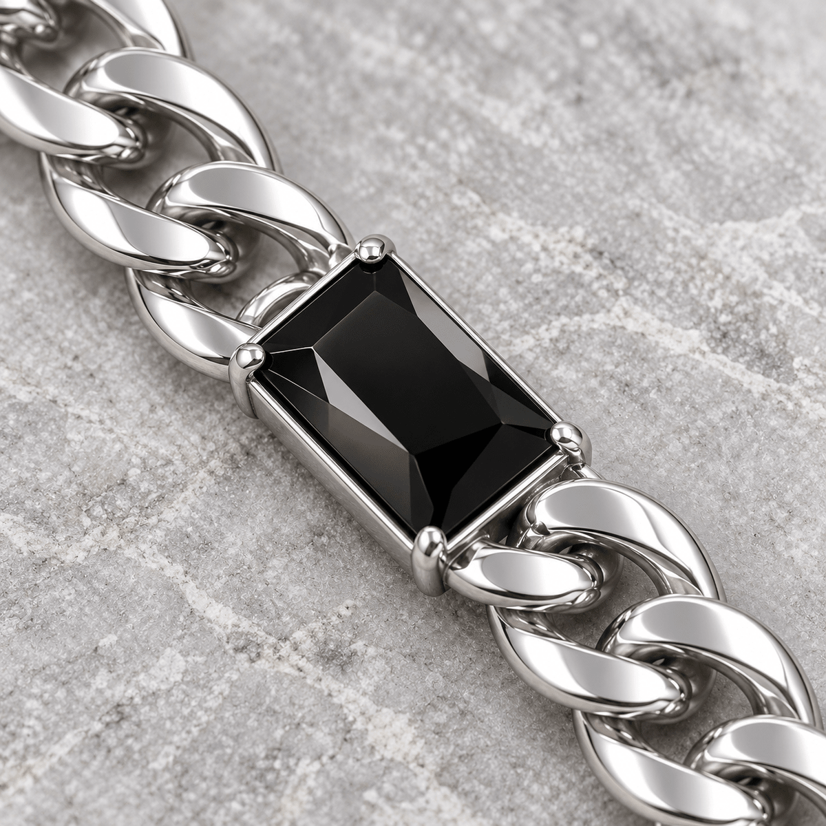 Modern Polished Silver Men's Jewellery Bracelet - Jaipuri Crown